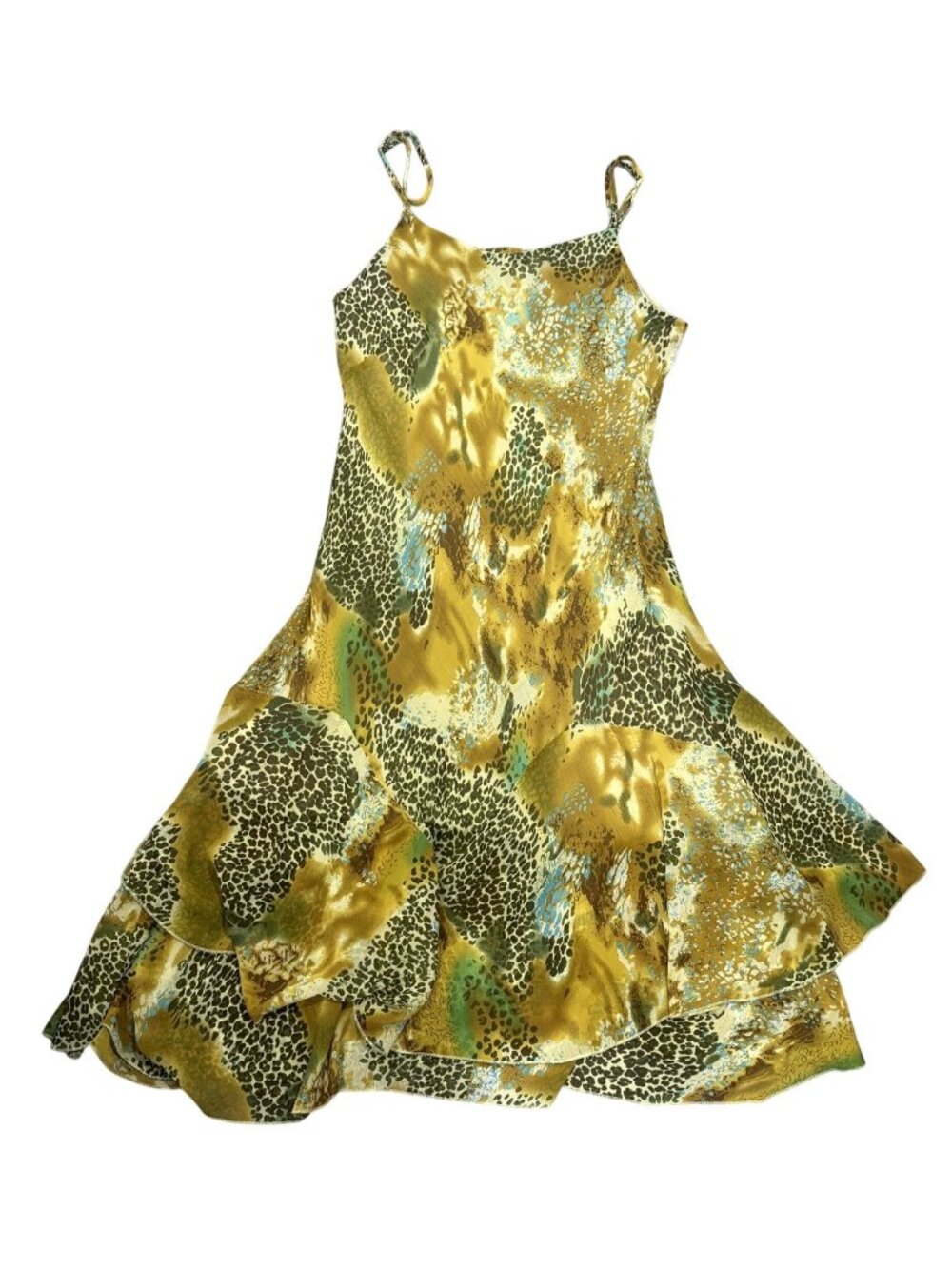 Vintage Y2K Layered Bias Cut Slip Dress in Animal Prints